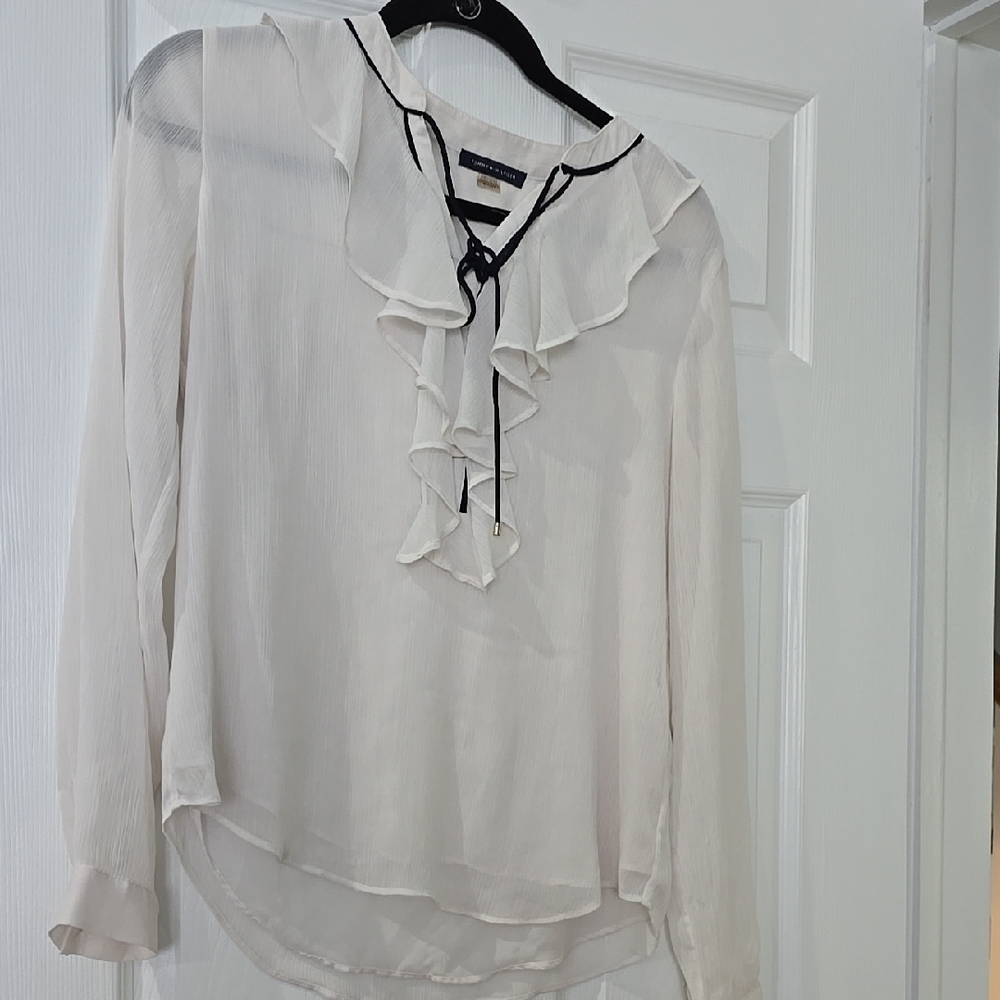 Elegant White Ruffled Blouse